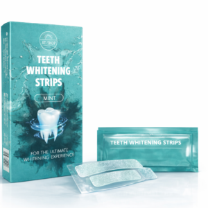 AT-Shop peroxidevrije teeth whitening strips mint voor witte tanden